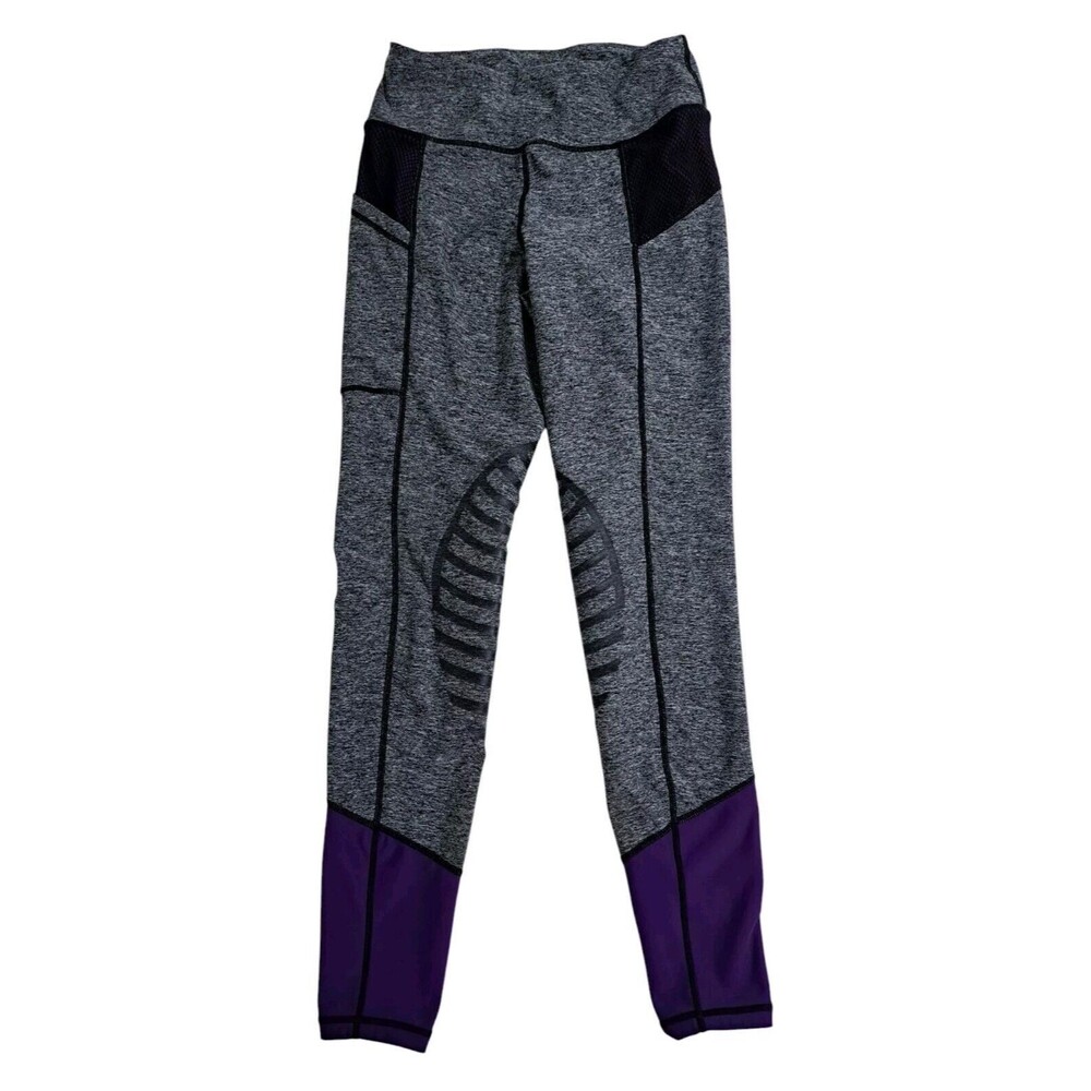 HR Farm Breeches Womens XS Silicone Grip Grey Purple Horse Riding Leggings